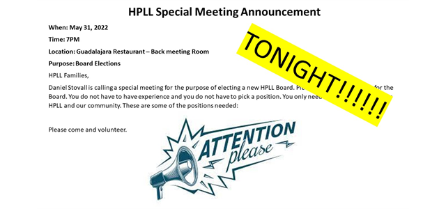 Special meeting announcement